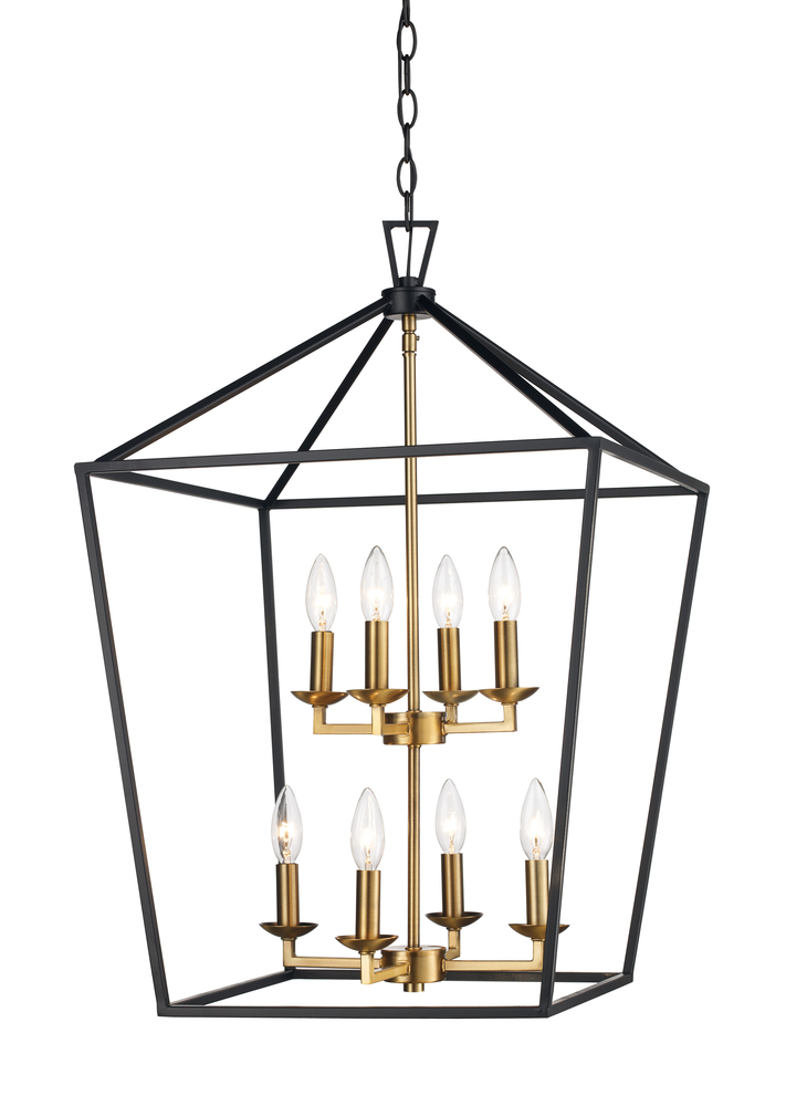8LT PENDANT-BIRD CAGE-BK/AG